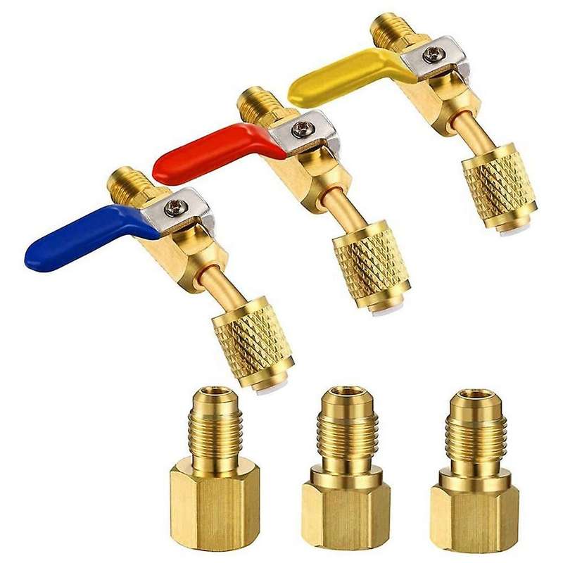 Air Conditioning Refrigerant Angled Compact Ball Valve 1/4 Inch for R410A R134A R12 R22 AC HVAC Vacu