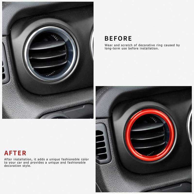 Air Conditioning Vent Outlet Trim for JL JT 2018-2021 Accessories Dashboard Decoration Cover Ring Re