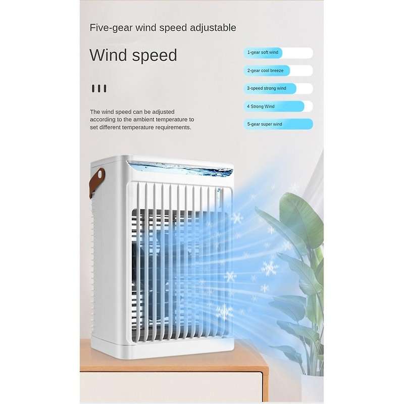 Air Cooler Humidifier with 5 Speeds 7 Color Light Personal Air Conditioner Fan for Room Office
