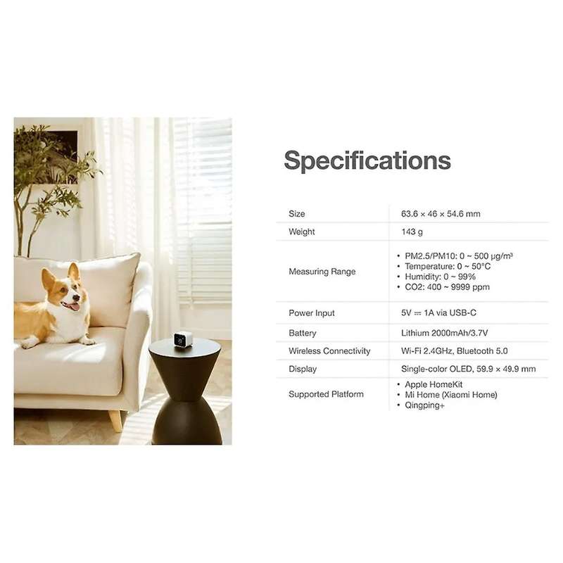 Air Detector Lite Retina Touch Ips Screen Touch Operation Pm2.5 Mi Control Air Monitor Work For