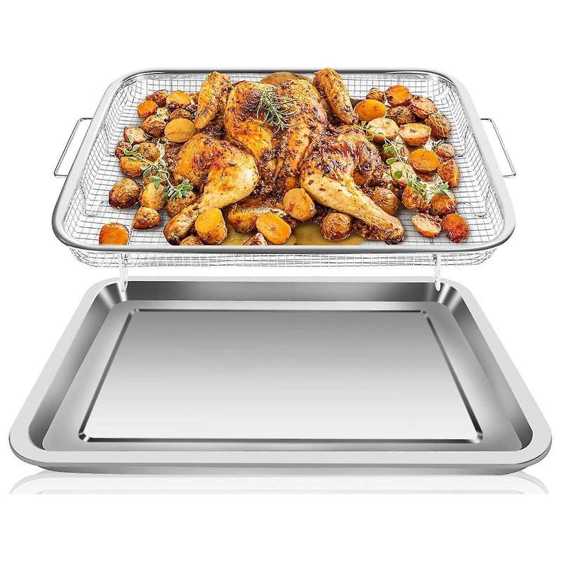 Air Fryer Basket for Oven Stainless Steel, Air Fryer Accessories Oven Rack and Crisper Tray, Nonstic