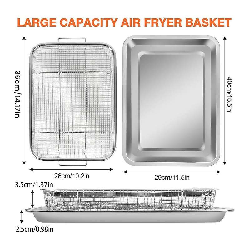 Air Fryer Basket for Oven Stainless Steel, Air Fryer Accessories Oven Rack and Crisper Tray, Nonstic
