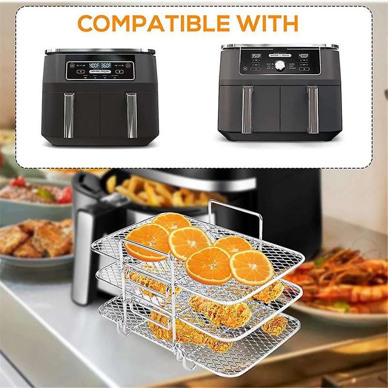 Air Fryer Rack for Ninja Air Fryer Multi-Layer Double Basket Air Fryer Stainless Steel Grilling Rack