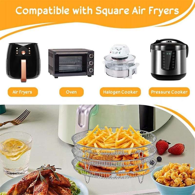 Air Fryer Rack Round 3 Layer Stackable Dehydrator Racks Stainless Steel Air Fryer Basket Tray Air Fr