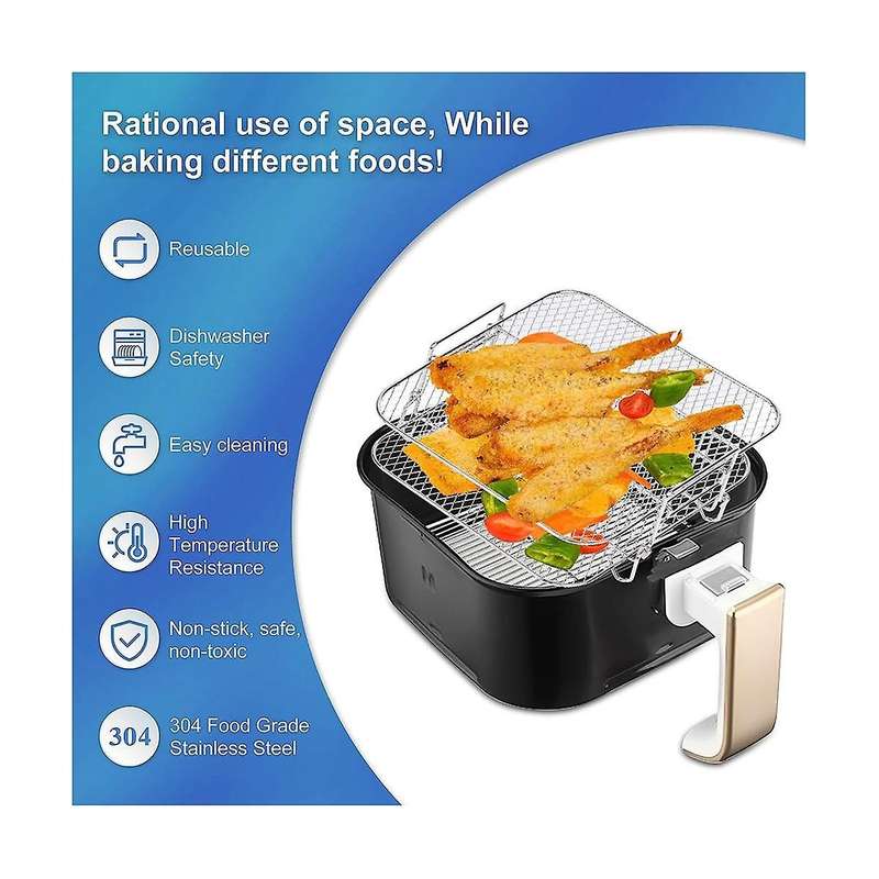 Air Fryer Rack for 5.5l Air Fryer, 2 Tier Air Fryer Grill/shelf/dehydrator Rack Square ,air Fryer Ac