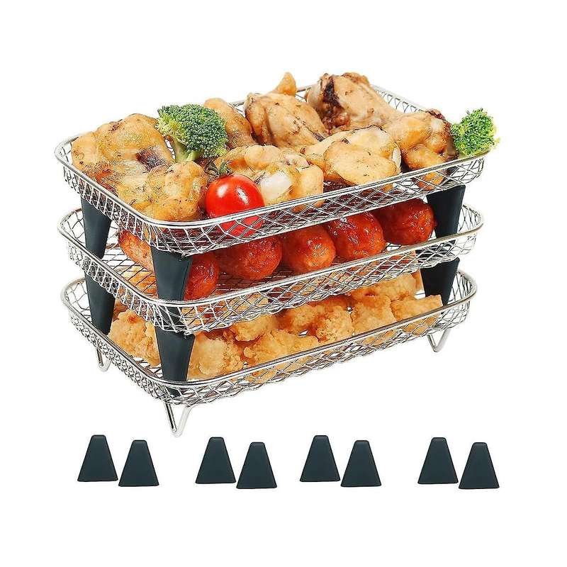 Air Fryer Rack for Ninja Dual Basket, 3 Layers, Stacking Bacon Racks, Air Fryer Accessories for Ninj