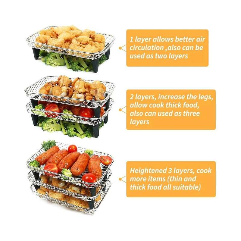 Air Fryer Rack for Ninja Dual Basket, 3 Layers, Stacking Bacon Racks, Air Fryer Accessories for Ninj