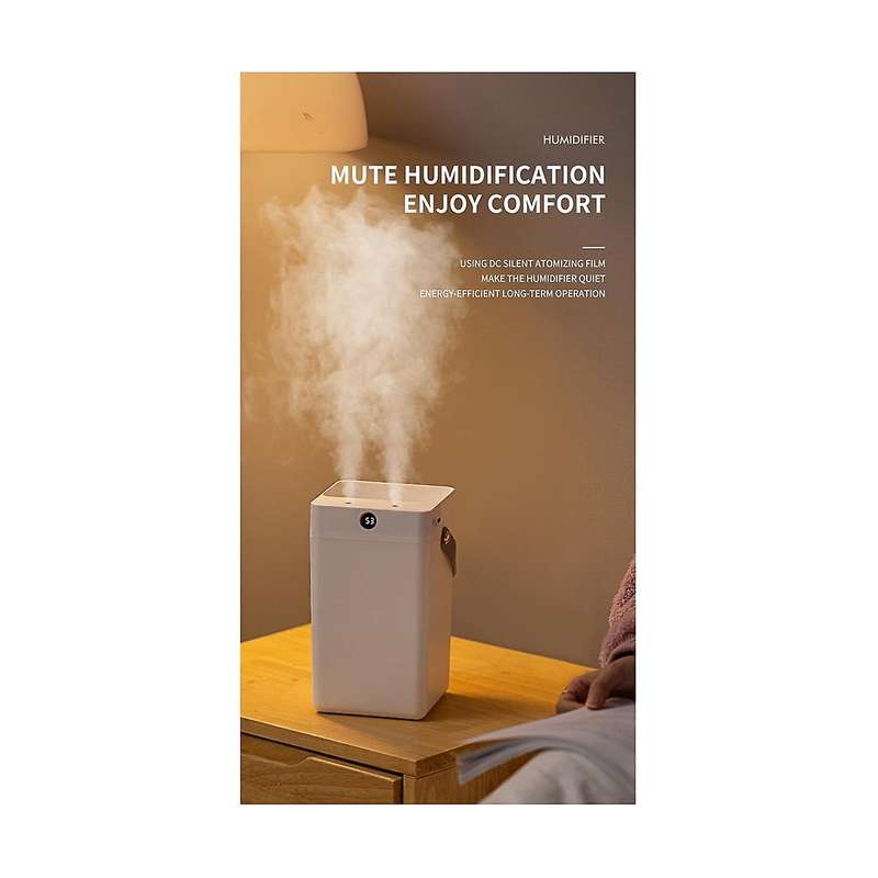 Air Humidifier for Home 3l Capacity Usb Ultrasonic with Led Lamp Double Nozzle Big Fog for Bedroom