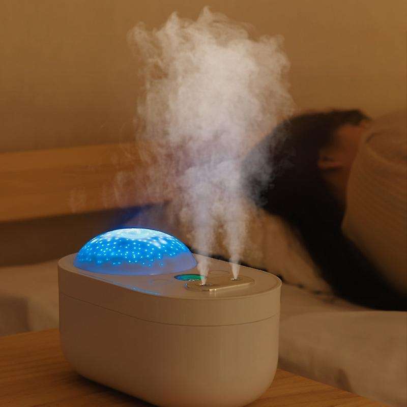 Air Humidifier Purifier Double Spray Cool Mist 1L Large Capacity with LED Night Lights Projection Hu