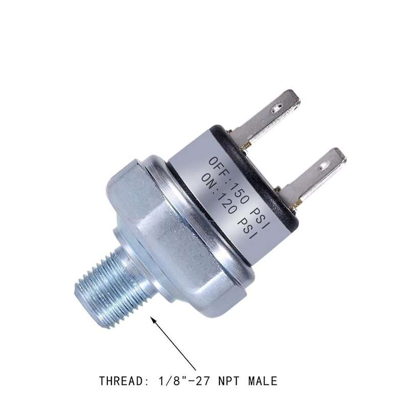 Air Pressure Switch 120-150 PSI Pressure Switch 1/8in-27 NPT DC24V 12V Pressure Switch Air Compress
