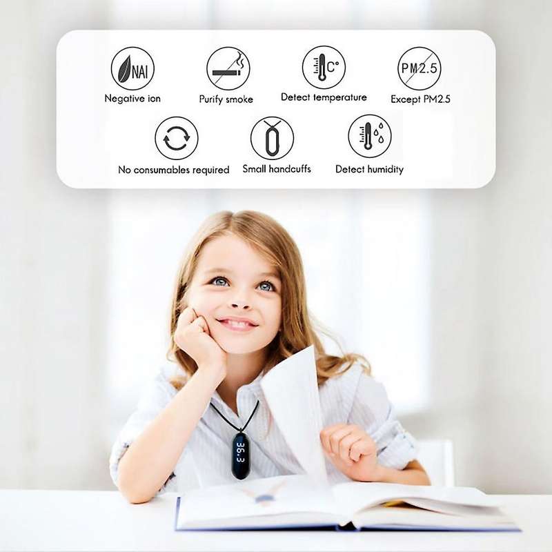 Air Purifier Mini Portable Temperature and Humidity Test Shows 10 Million Negative Ion Hanging Neck
