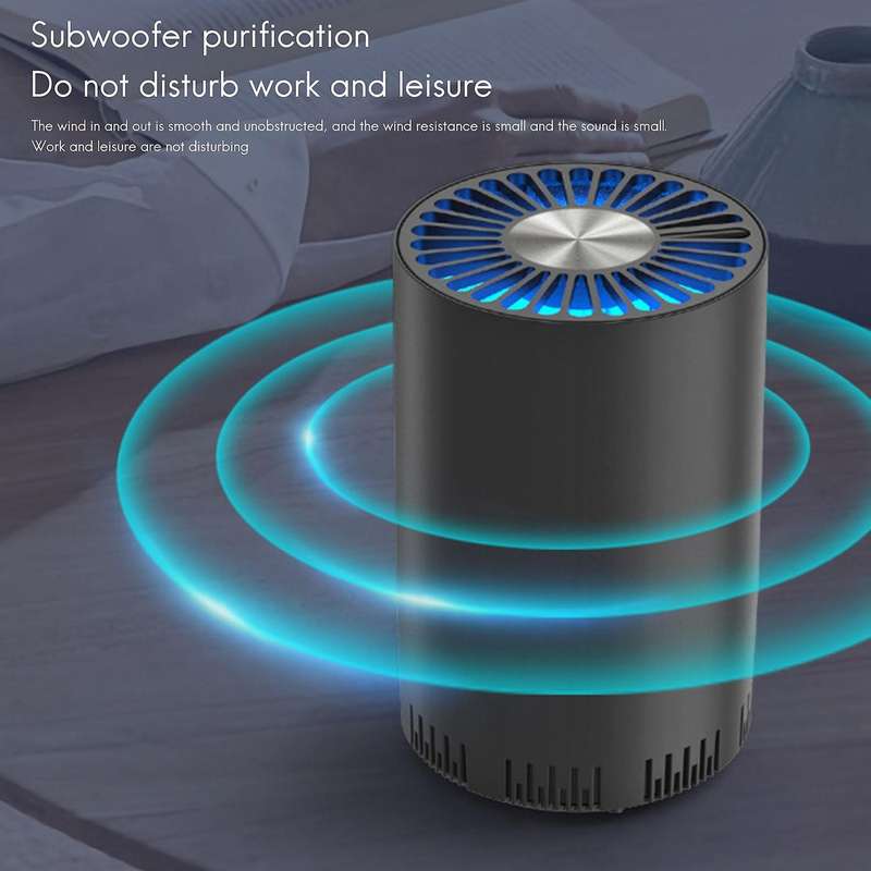 Air Purifier Home Auto Smoke Detector Hepa Filter Car Air Purifier USB Cable Low Noise with Night Li