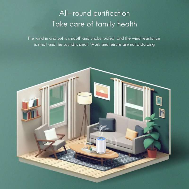 Air Purifier Home Auto Smoke Detector Hepa Filter Car Air Purifier USB Cable Low Noise with Night Li