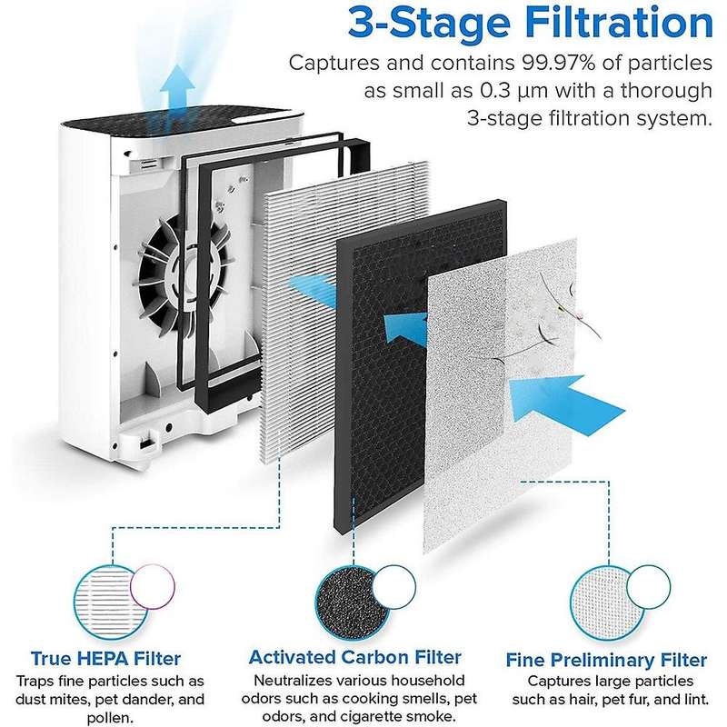 Air Purifier Replacement True HEPA and High-Efficiency Activated Carbon Filters Set for Vital 100 10