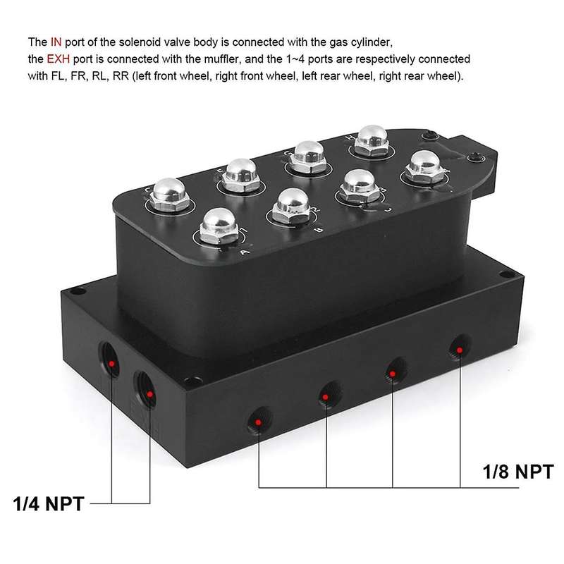 Air Ride Suspension Manifold Valve Solenoid Valve 1/4 1/8Inch NPT Fast Air Bag Control Fbss VU4 (0-