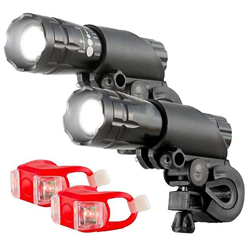 Aircraft Aluminium Waterproof 300 Lumen Led Bike Light Set(Headlight,Taillight),2 Pack