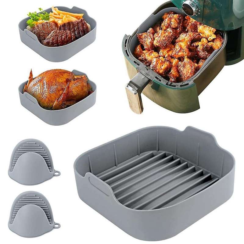 Airfryer Silicone Pot Airfryer Reusable Liners with Heat-proof Gloves for 5.5 Qt Or Bigger Square A