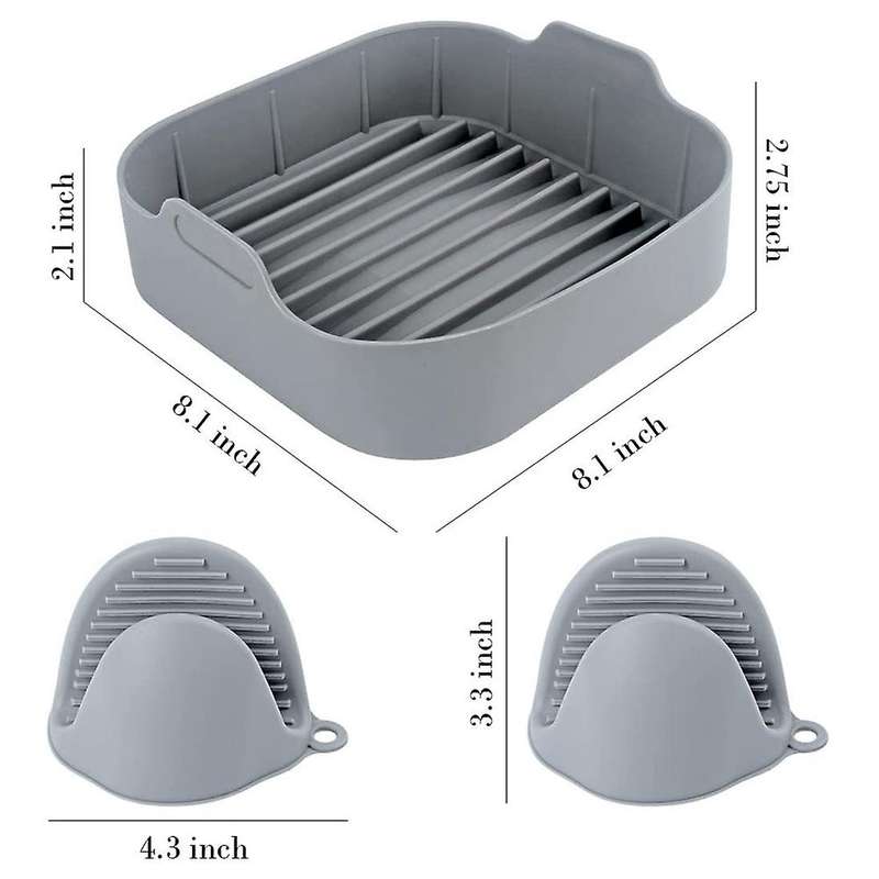 Airfryer Silicone Pot Airfryer Reusable Liners with Heat-proof Gloves for 5.5 Qt Or Bigger Square A