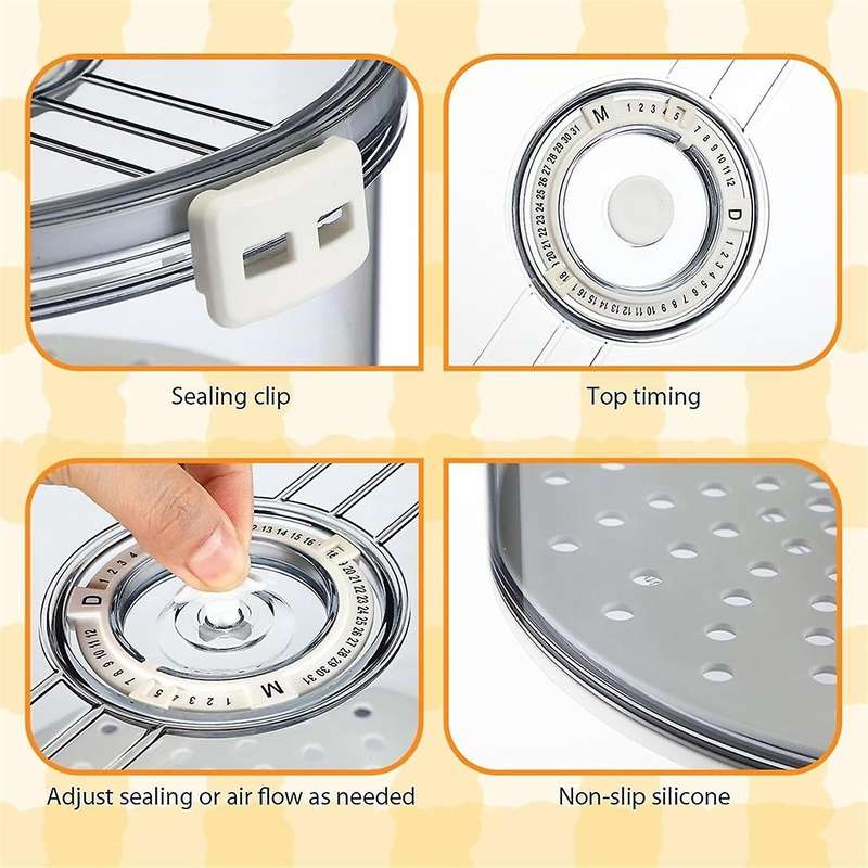 Airtight Bread Box Round Homemade Bread Storage Container Time Recording Bread Keeper for Homemade B