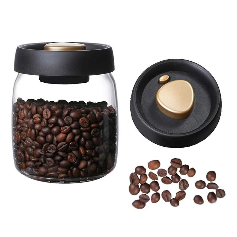 Airtight Coffee Canister,Glass Vacuum Storage Jar with Airtight Seal, Coffee Bean Storage Jar Kitche