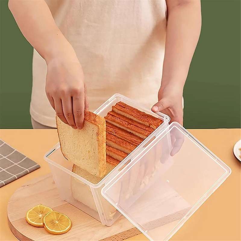 Airtight Bread Storage Containers Bread Box Plastic Reusable Loaf Cake Clear Bread Dispenser Freshes