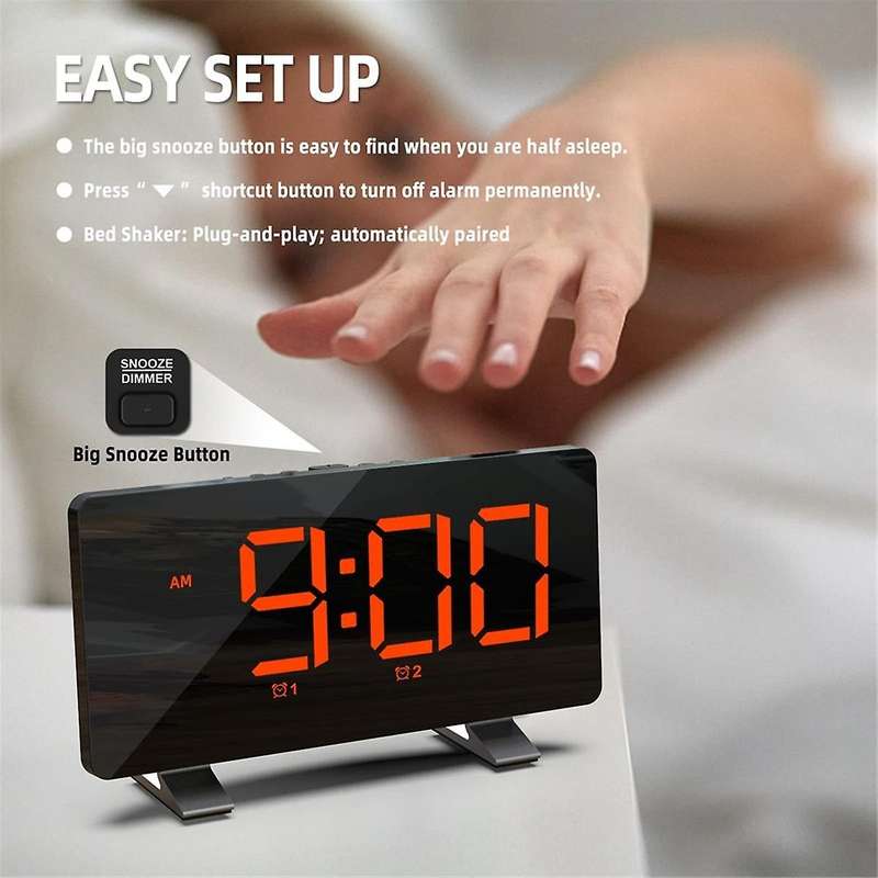 Alarm Clock for Heavy Sleepers Adults, Vibrating Alarm Clock with Bed Shaker, Large Display, Wake U