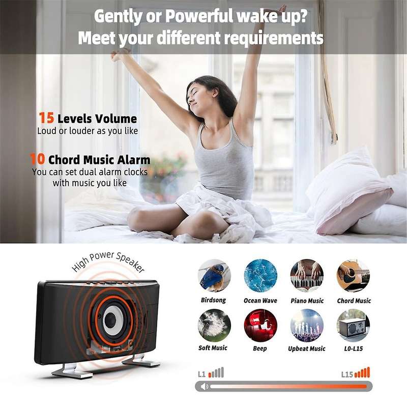 Alarm Clock for Heavy Sleepers Adults, Vibrating Alarm Clock with Bed Shaker, Large Display, Wake U