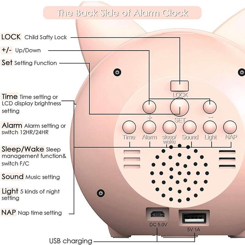 Alarm Clock Bedroom Children Sleep Training Clock for Toddlers Wake Up Clock Night Lights for Gifts