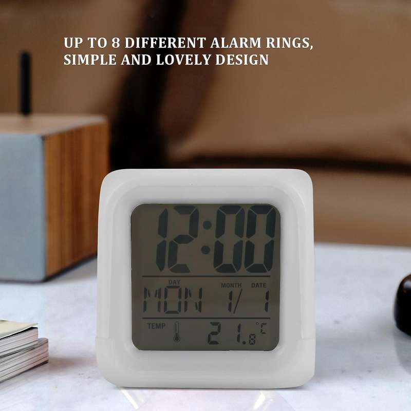 Alarm Clock Digital Travel for Bedroom Boy Girl,Small Desk Bedside Clocks,Display Time/Date LED Nig