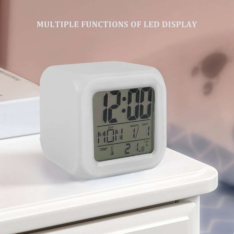 Alarm Clock Digital Travel for Bedroom Boy Girl,Small Desk Bedside Clocks,Display Time/Date LED Nig
