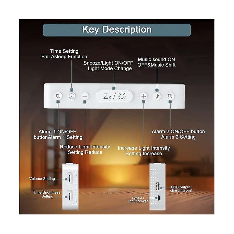 Alarm Clocks for Bedrooms Mirror Clock with 8 Rgb Atmosphere Light Dual Alarms 3 Alarm Modes Snooze