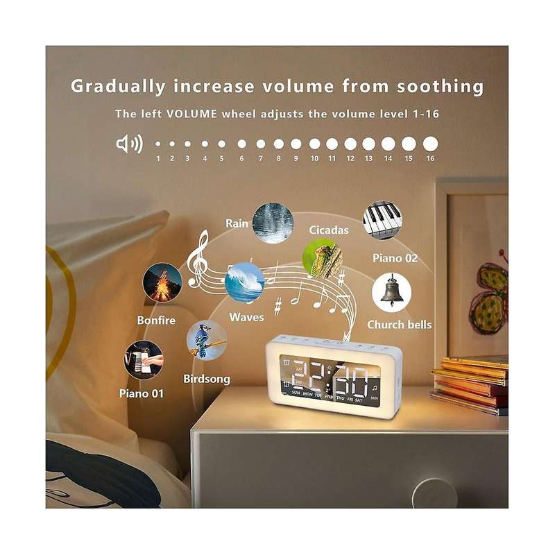 Alarm Clocks for Bedrooms Mirror Clock with 8 Rgb Atmosphere Light Dual Alarms 3 Alarm Modes Snooze