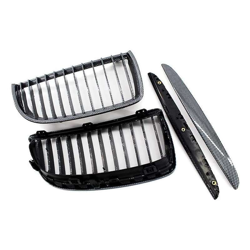 All Carbon Fiber Front Bumper Kidney Grille Air Vent Hole Frame Trim Cover for  E90 E91 2005-2008