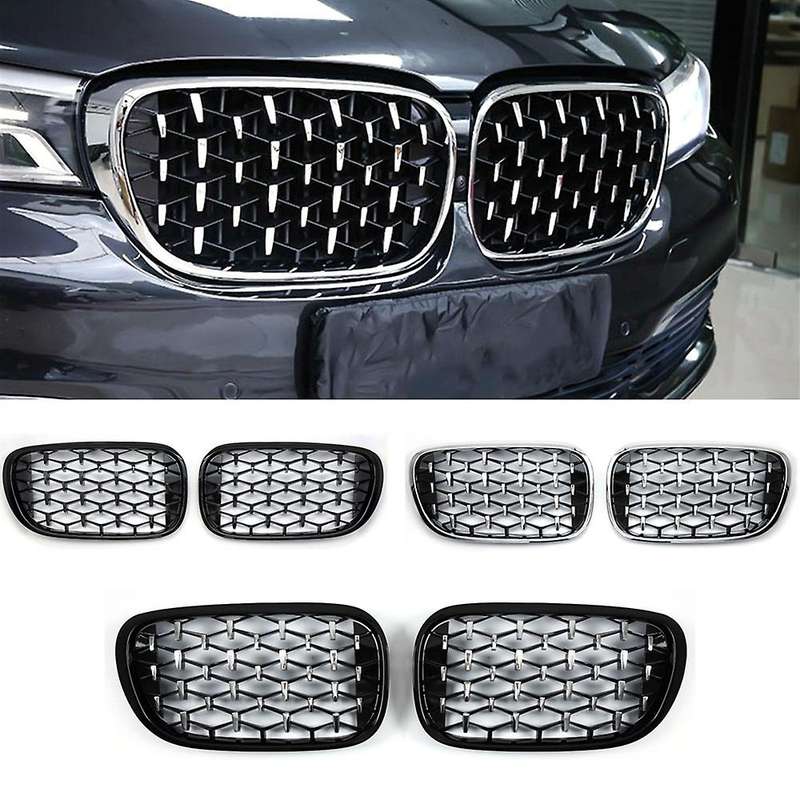 All Glossy Black Front Bumper Kidney Grille Air Vent Hole Frame Trim Cover for  7 Series G11 G12 201