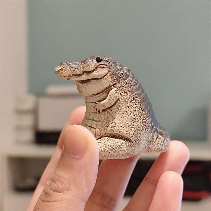 Alligator Statue Ornament, Tea Pet Alligator Baby Statue Garden Animals Figurine, Resin Decor