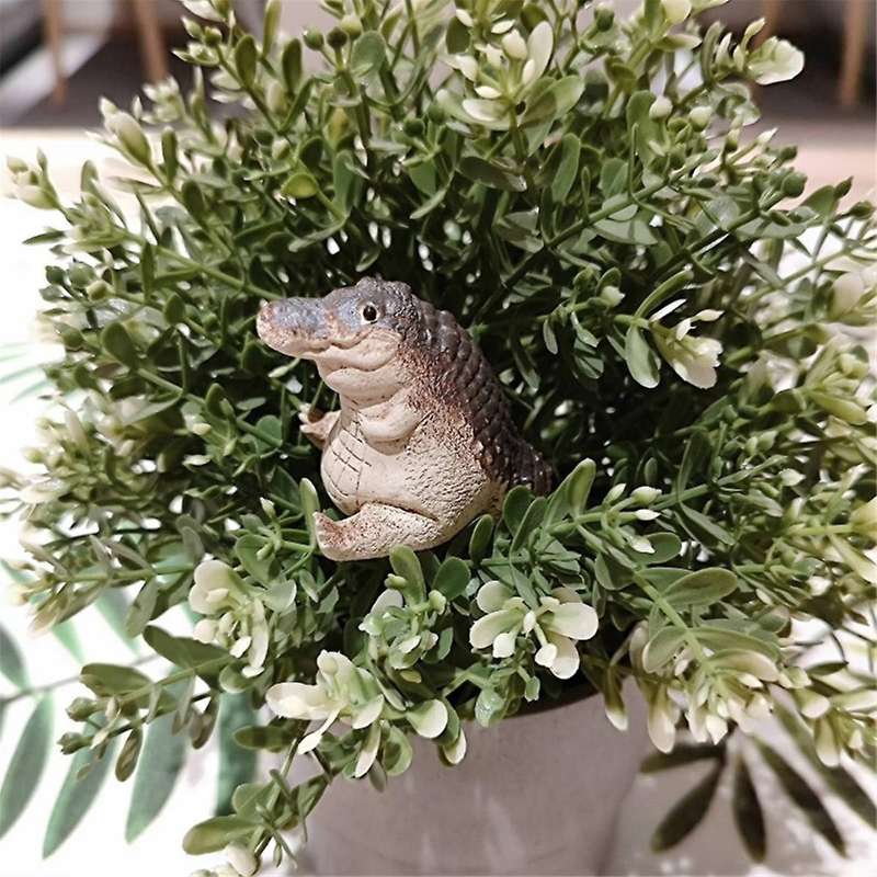 Alligator Statue Ornament, Tea Pet Alligator Baby Statue Garden Animals Figurine, Resin Decor