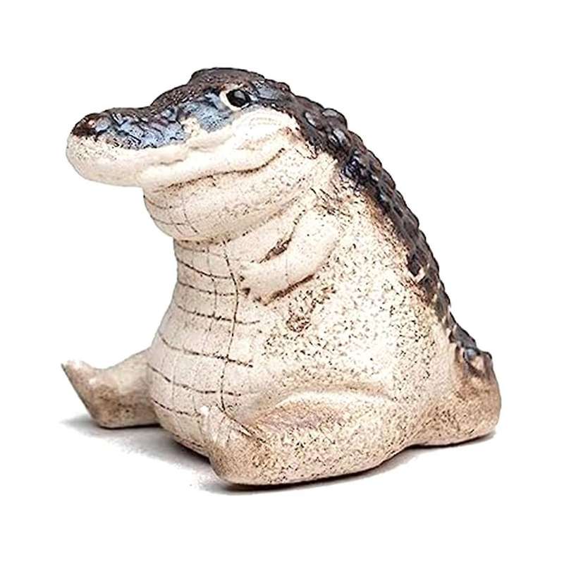 Alligator Baby Statue Ornament,Garden Animals Figurine, Animal Sculpture for Cute Mini Indoor Home D