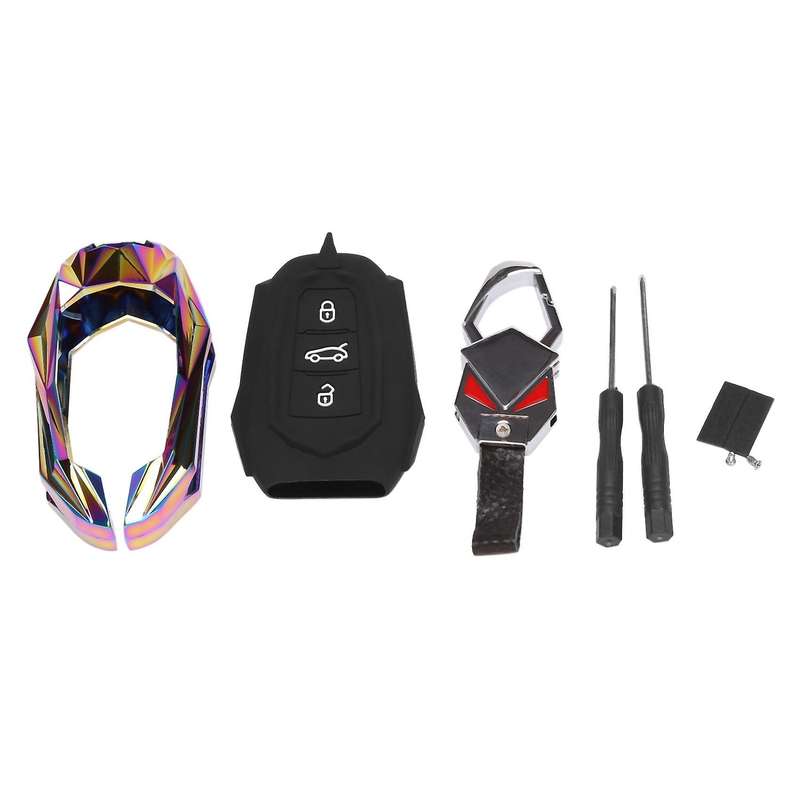 Alloy Silicone Car Key Cover Key Case for 408 508 2008 3008 4008 5008 C4 C4L C6 C3-XR Multicolor