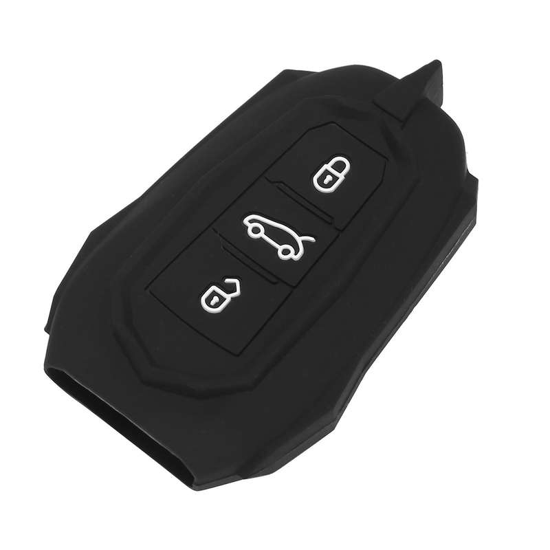 Alloy Silicone Car Key Cover Key Case for 408 508 2008 3008 4008 5008 C4 C4l C3-xr Black