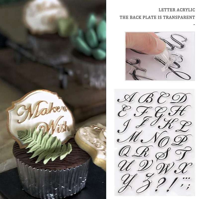 Alphabet Cake Stamp Tools, Fondant with Decorating Brushes,Numbers Fondant Mold for Cookie Cake Dec