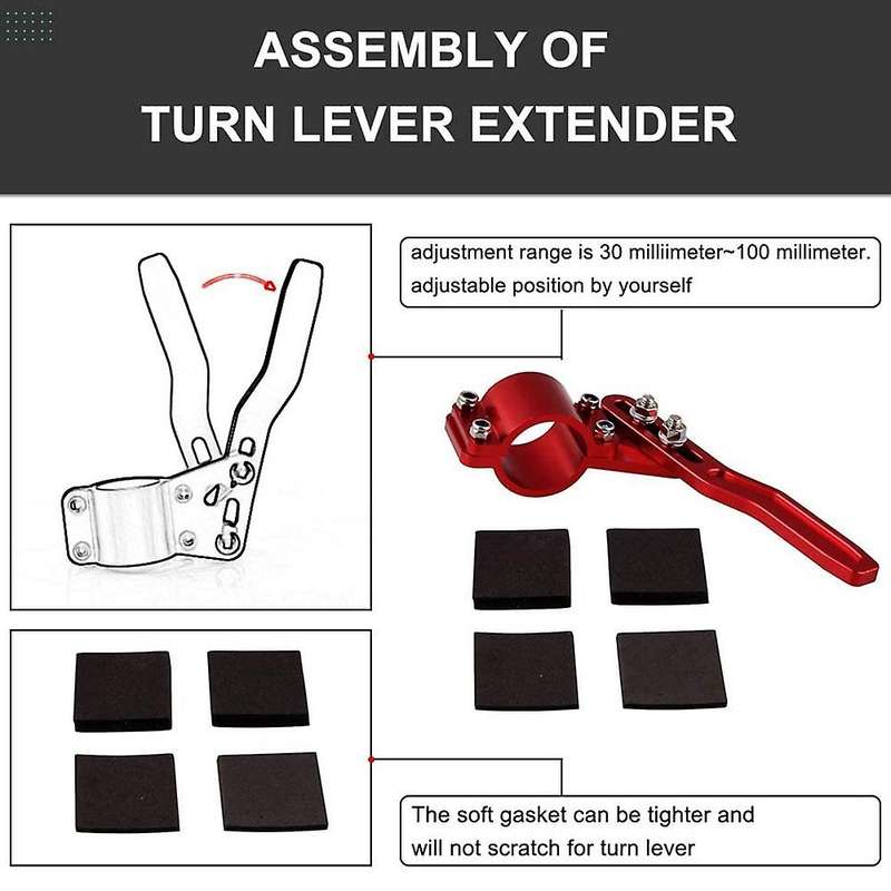 Aluminium Red Car Turn Signal Lever Extender Steering Wheel Turn Rod Position Up Kit