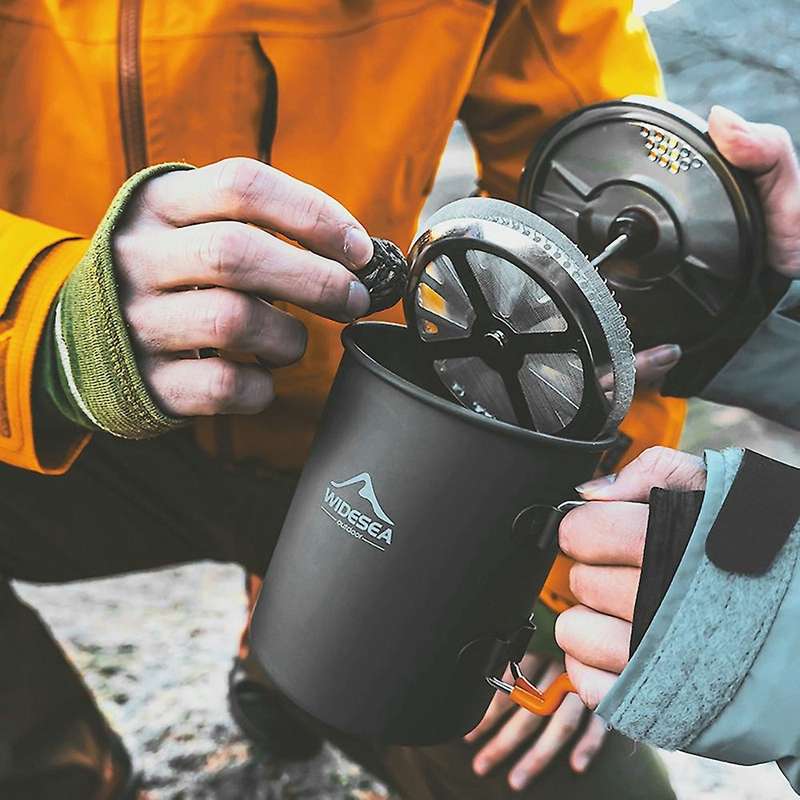 Aluminium Camping Coffee Pot with Cup Camping Coffee Pot for Campsite Cabin RV Kitchen Groups Backpa