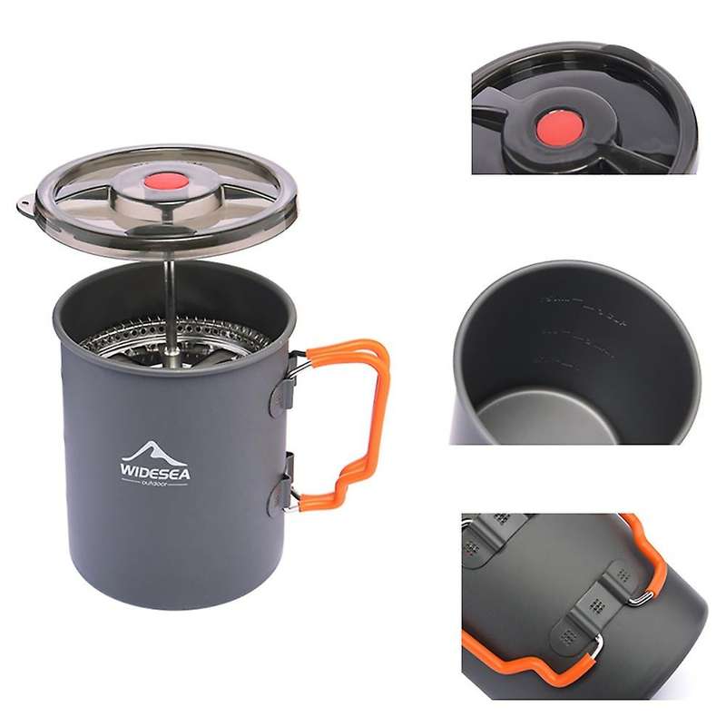 Aluminium Camping Coffee Pot with Cup Camping Coffee Pot for Campsite Cabin RV Kitchen Groups Backpa