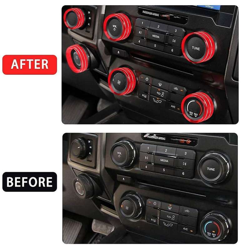 Aluminum AC Knob Cover for 2016-2020 Air Conditioner Switch CD Button Ring Trim Car Accessories, Red