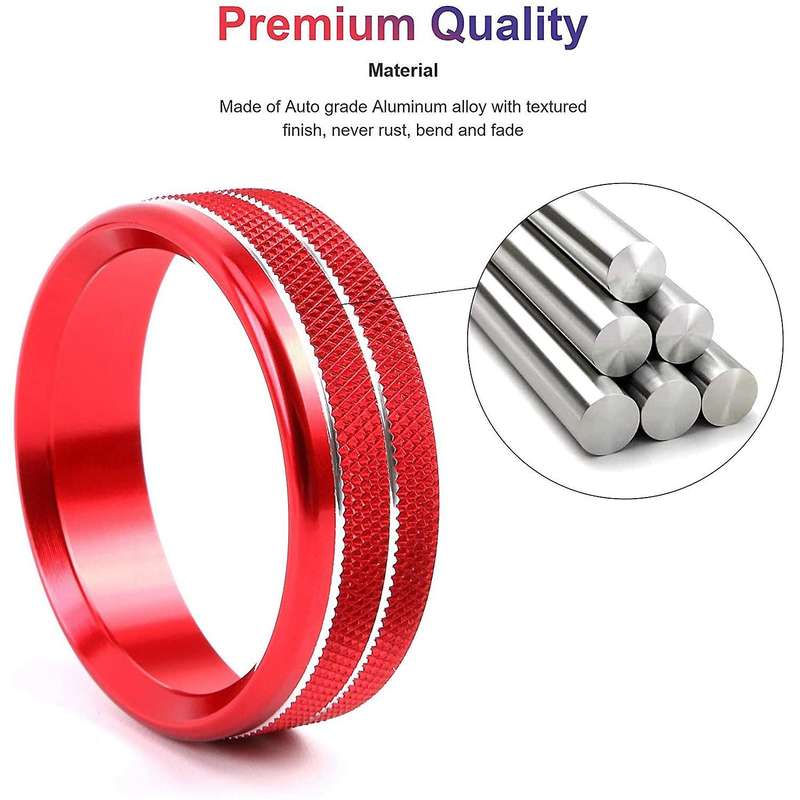 Aluminum AC Knob Cover for 2016-2020 Air Conditioner Switch CD Button Ring Trim Car Accessories, Red