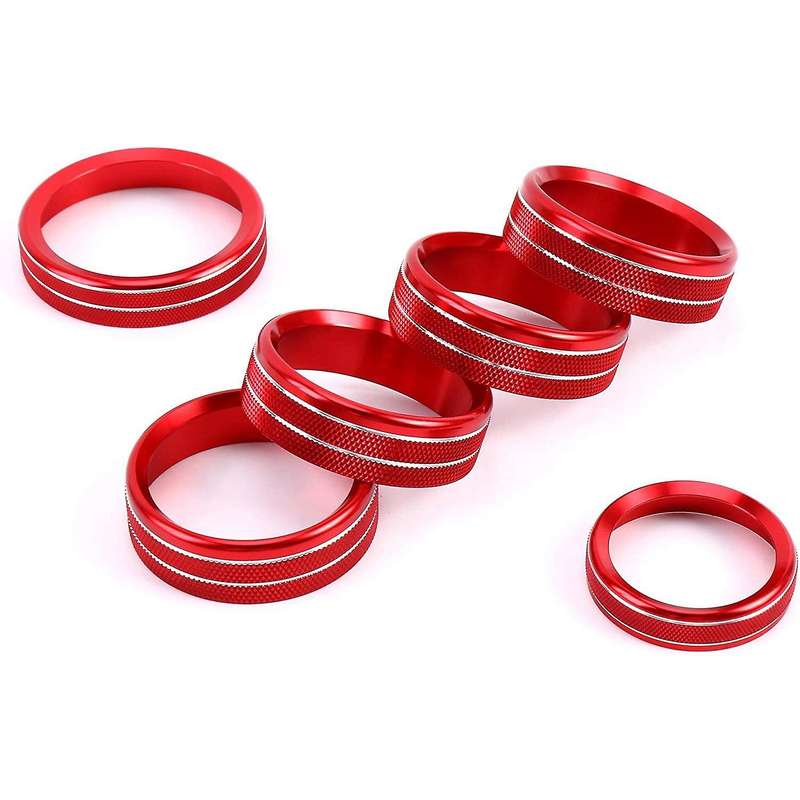Aluminum AC Knob Cover for 2016-2020 Air Conditioner Switch CD Button Ring Trim Car Accessories, Red