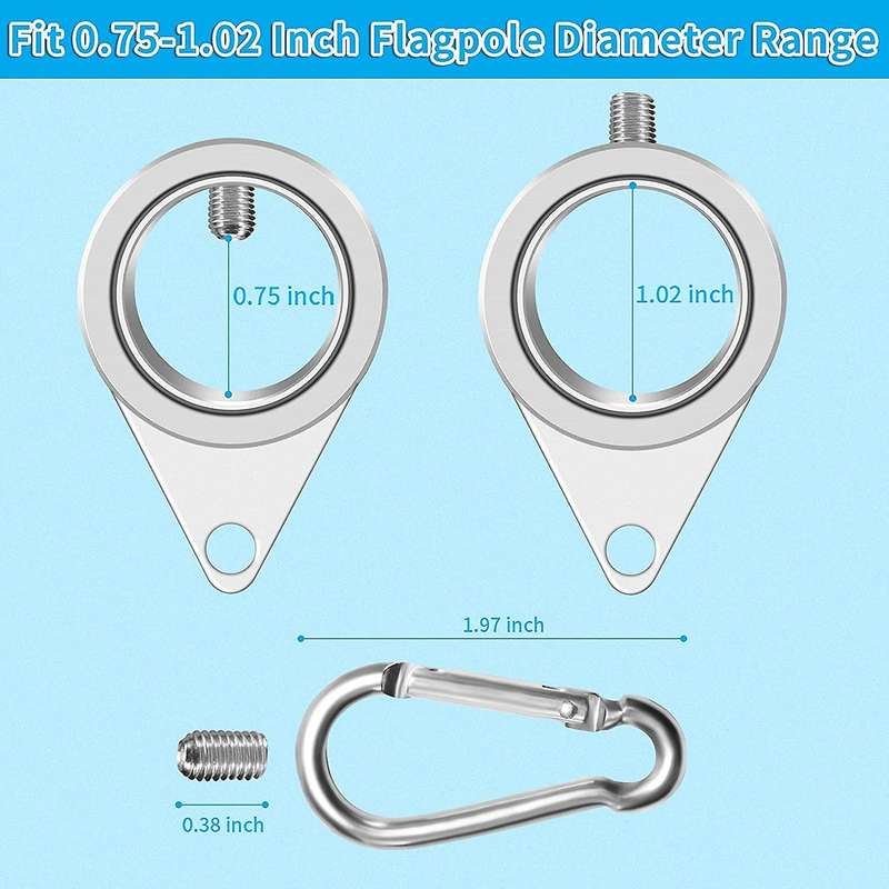 Aluminum Alloy 360 Rotating Flagpole Rotating Flag Mounting Ring-Suitable for 0.75-1.02 Inch Diamete