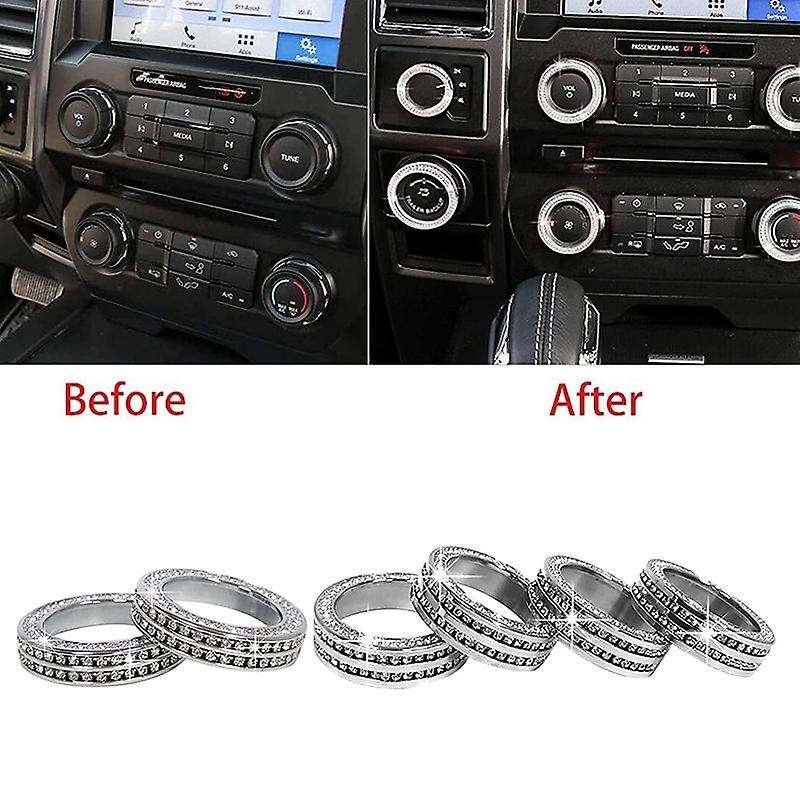 Aluminum Bling Crystal Style Air Conditioner Switch Trailer 4WD VOL Knob Button Trim for 2016- 2019