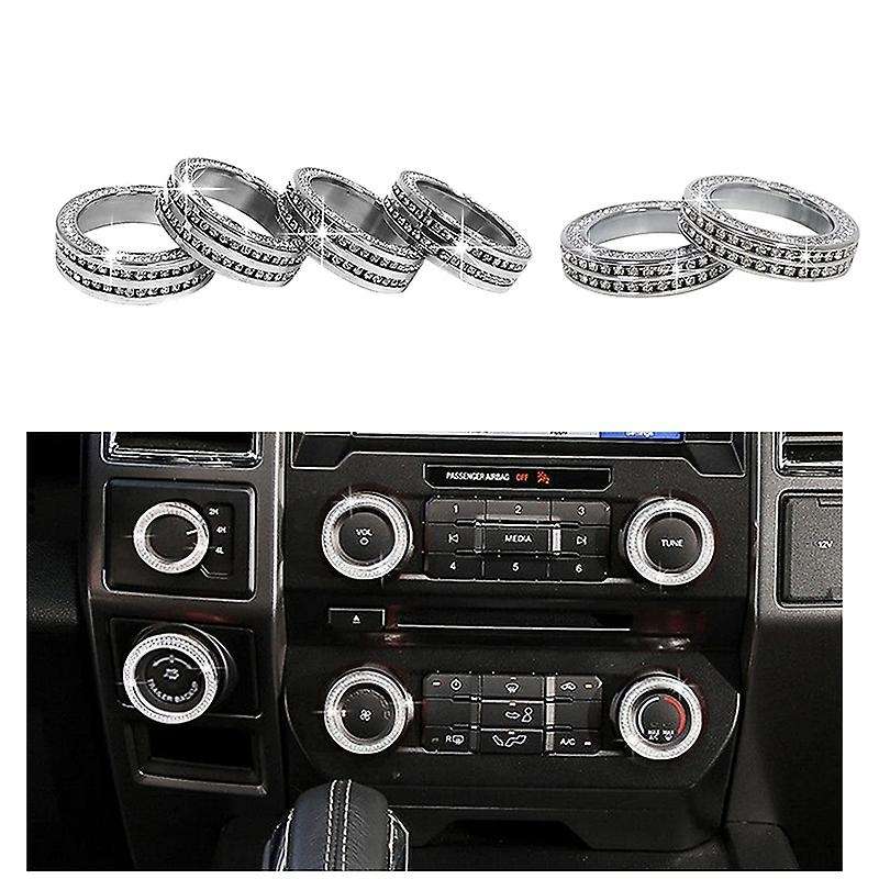 Aluminum Bling Crystal Style Air Conditioner Switch Trailer 4WD VOL Knob Button Trim for 2016- 2019