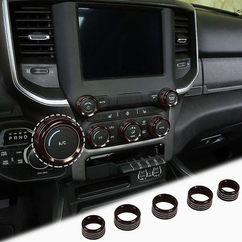 Aluminum Center Console AC Radio Switch Knob Cover Trim for RAM 2018 2019 2020 Interior Accessories